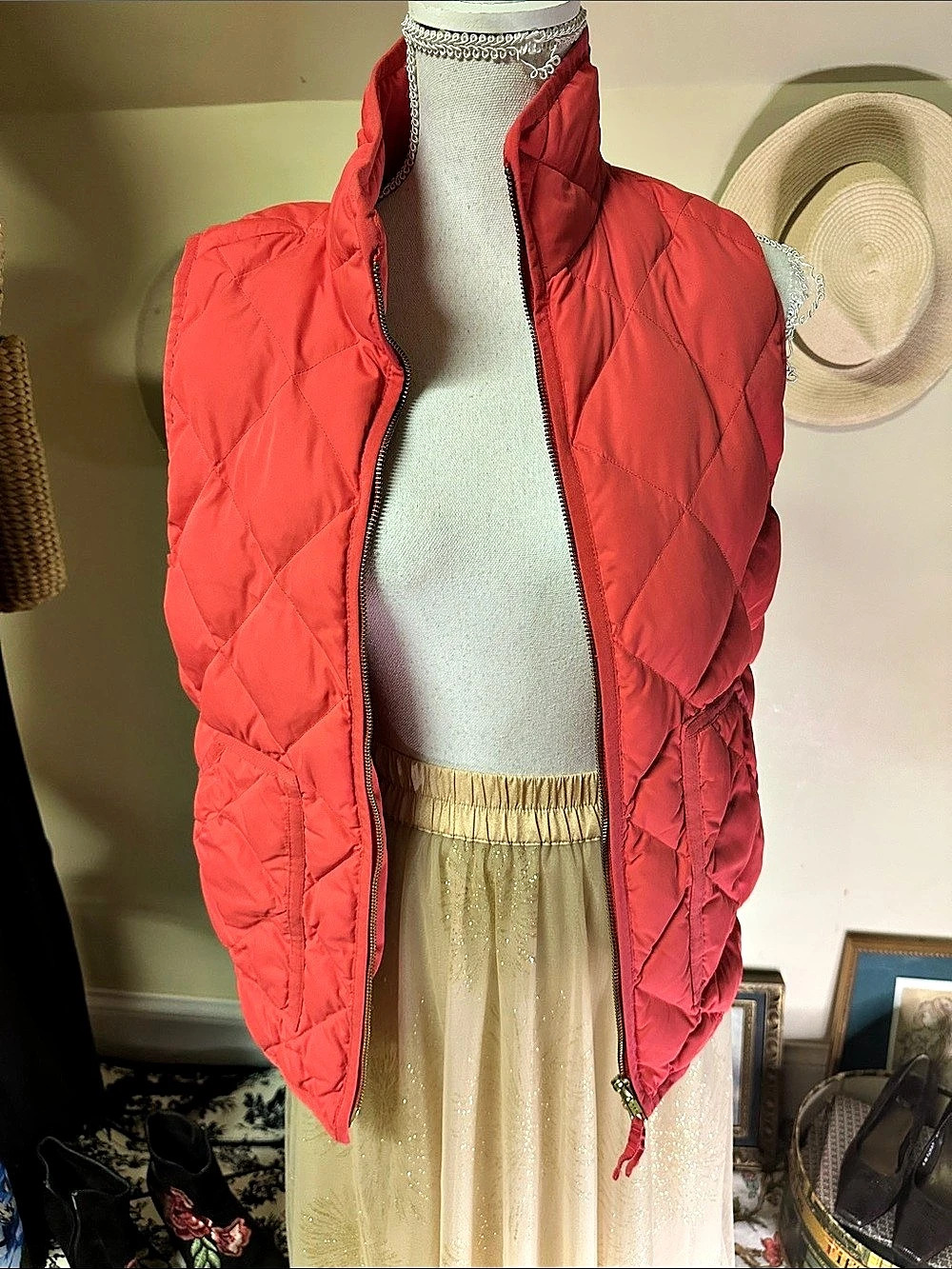 J.Crew Excursion Quilted Puffer Vest Red Medium